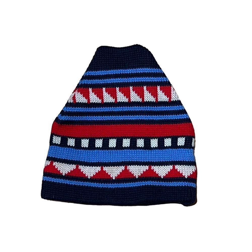 Vintage 80’s SMILEY Cotton Knit Colorful Geometric Retro Winter Ski Hat